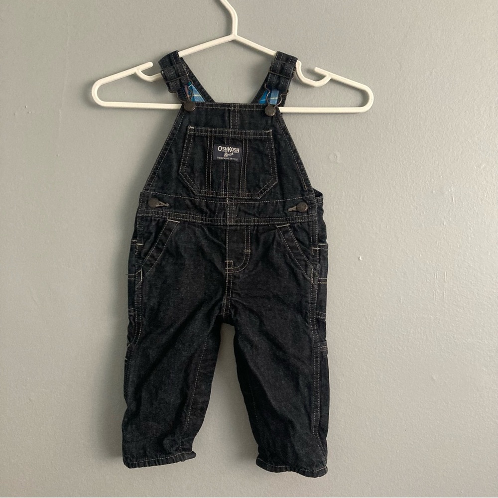 Osh kosh bgosh dark blue wash overalls lined 9 months